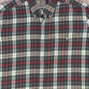 Beretta Plaid Flannel Shirt Mens Medium Green Burgundy Button Down Cotton